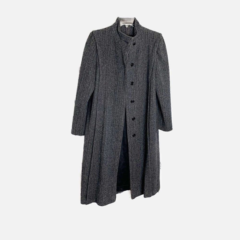 Vintage 80s Projections 100% Wool Long Grey Button Front Coat Women’s Size 4-6 S